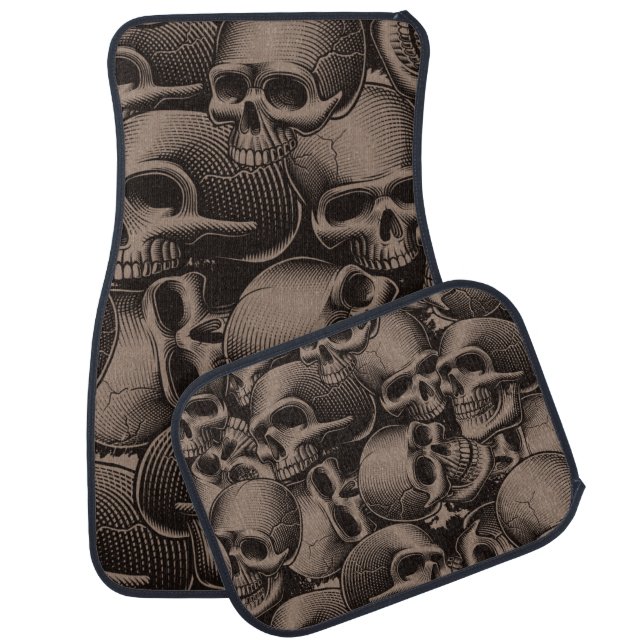 Gothic Skulls Pattern  Car Floor Mat (Set)