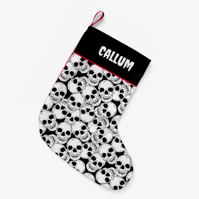 Gothic Skulls Patterned Small Christmas Stocking (Front (Hanging))