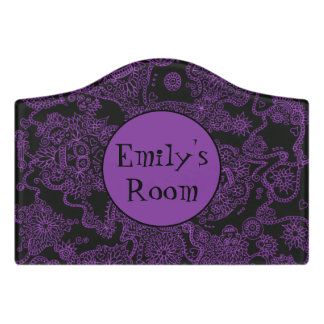 Gothic Skulls Personalized Purple Door Sign