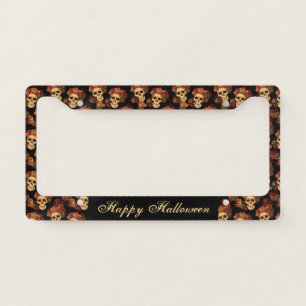 Gothic Skulls Red Black Custom Halloween License Plate Frame