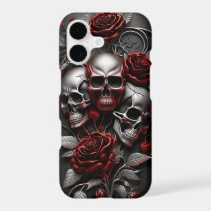 Gothic Skulls Red Roses iPhone 17 Case