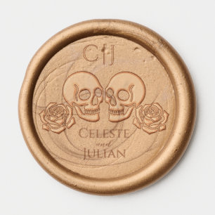 Gothic Skulls & Roses Wedding Wax Seal Sticker