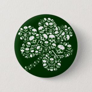 Gothic Skulls Shamrock Pinback Button