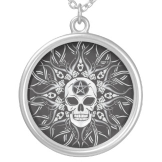 Gothic Skulls Silver Plated Necklace