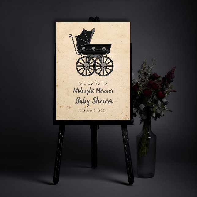 Gothic Skulls Stroller Baby Shower Welcome Sign (Creator Uploaded)