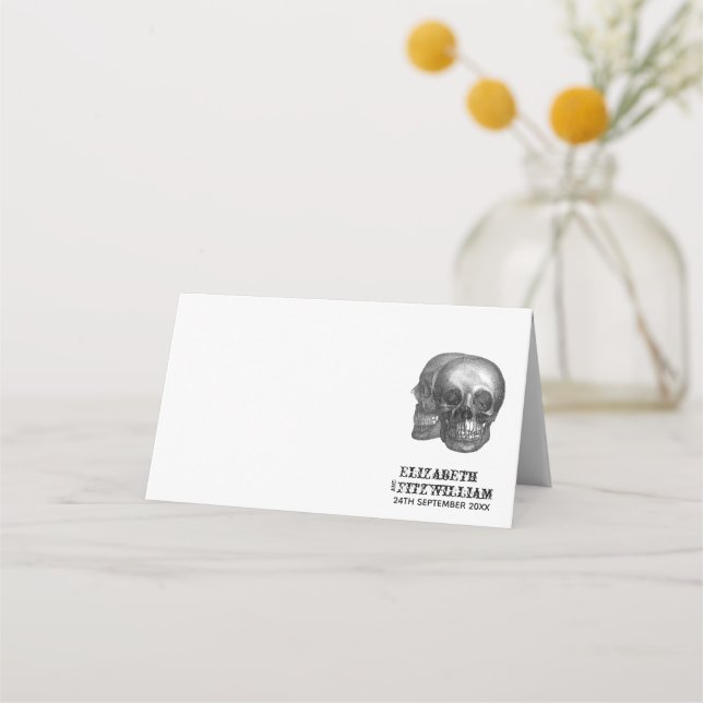 Gothic Skulls Table Place Card or Escort Card (Front)