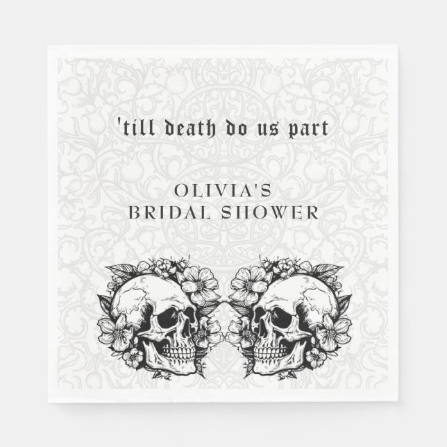 Gothic Skulls till death do us part Bridal Shower  Napkins (Front)