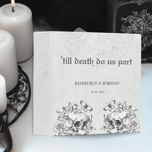 Gothic Skulls till death do us part Wedding Album 3 Ring Binder