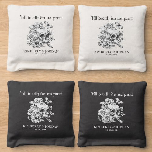 Gothic Skulls till death do us part Wedding Cornhole Bags