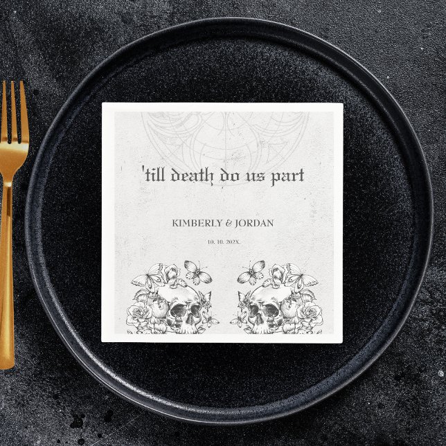 Gothic Skulls 'till death do us part Wedding Favor Napkins (Creator Uploaded)