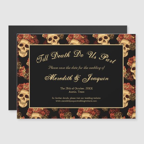 Gothic Skulls Till Death Save the Date Magnet Card