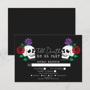 Gothic Skulls Till Death Wedding RSVP Enclosure Card