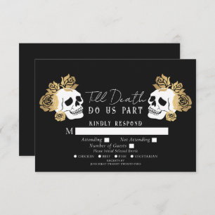 Gothic Skulls Till Death Wedding RSVP Enclosure Card