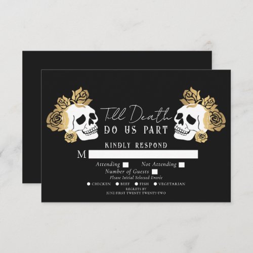 Gothic Skulls Till Death Wedding RSVP  Enclosure Card