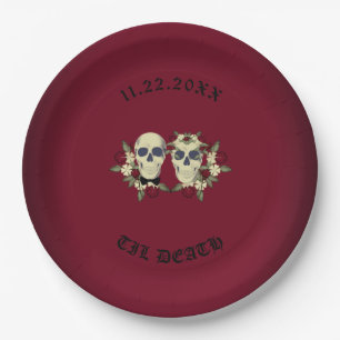 Gothic Skulls Wedding Reception Paper Plates