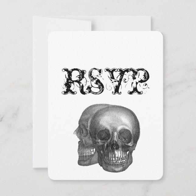 Gothic Skulls Wedding RSVP (Front)