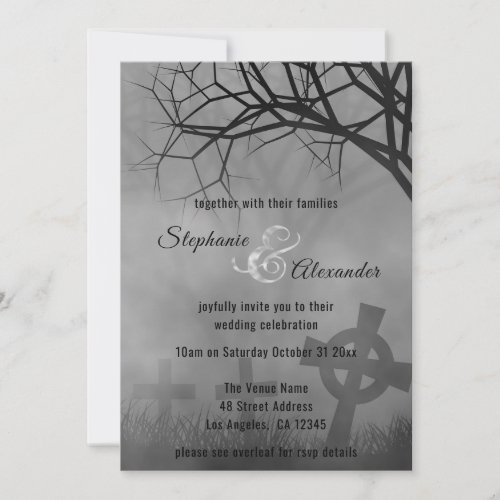 Gothic Smoke Cemetery Wedding Invitation