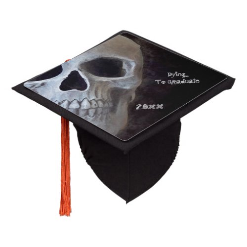 Gothic Smokey Skull Cool Old Black Gray Macabre Graduation Cap Topper