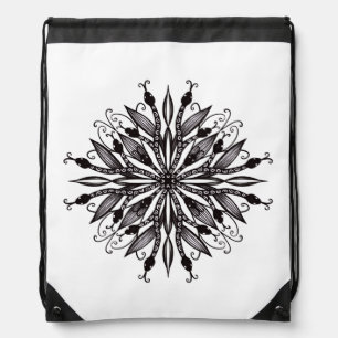 Gothic Snake Mandala Tattoo Black And White Drawstring Bag