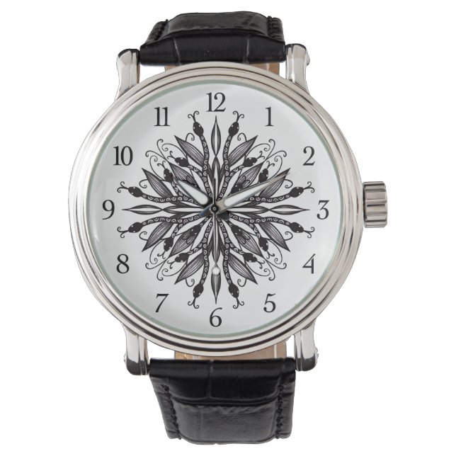 Gothic Snakes Creepy Black And White Watch (Front)