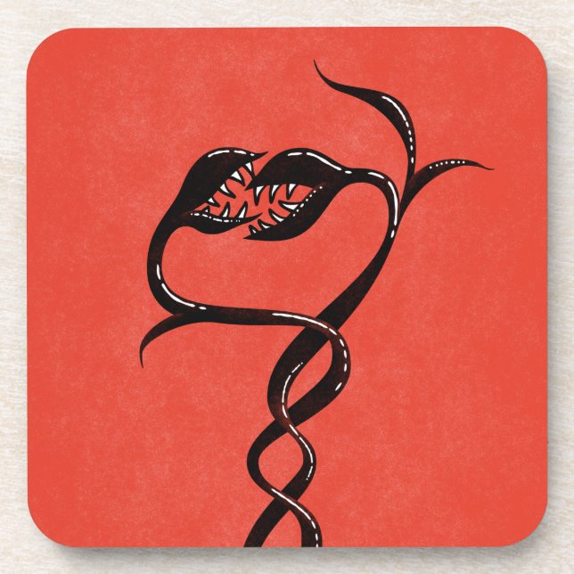 Gothic Snakes Red And Black Beverage Coaster (Front)