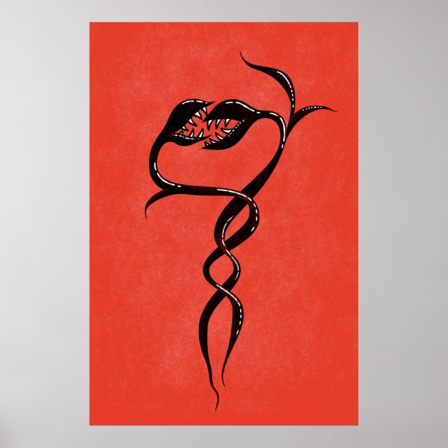 Gothic Snakes Red And Black Poster (Front)