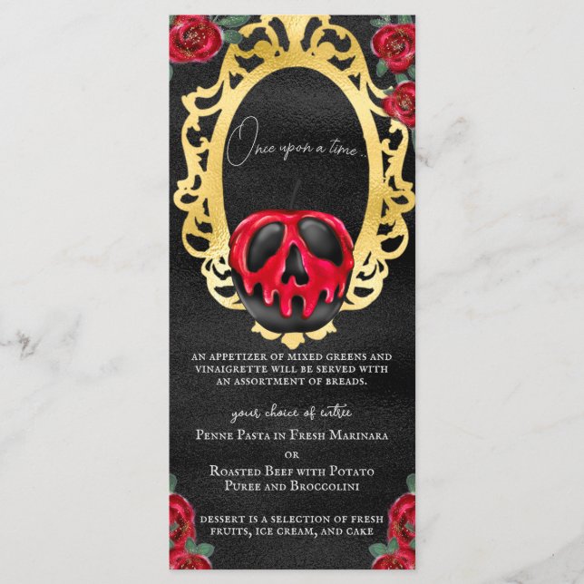 Gothic Snow White Fairytale Poison Apple Menu (Front)