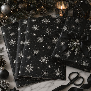 Gothic Snowflakes Spooky Christmas Wrapping Paper Sheets