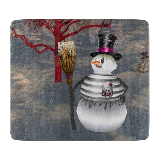 Gothic Snowman Cutting Board (Front)
