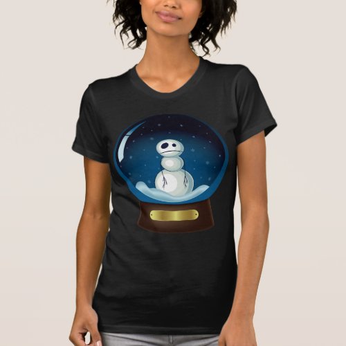 Gothic Snowman Snow Globe T_Shirt