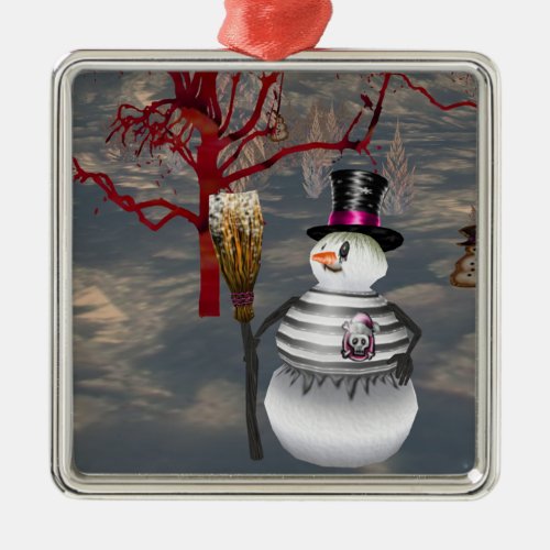 Gothic Snowman Square Ornament