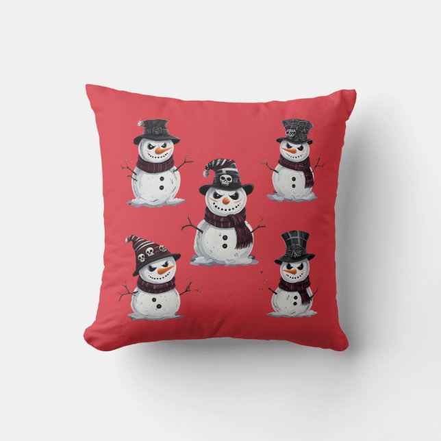 Gothic Snowman  Throw Pillow (Front)