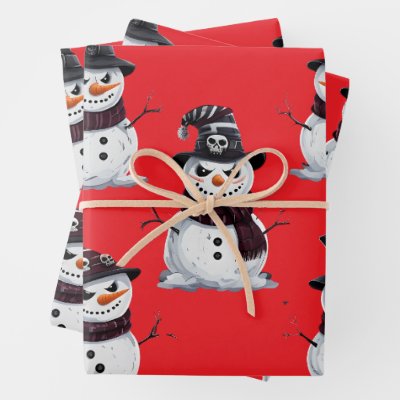 Gothic Snowman Wrapping Paper Sheets