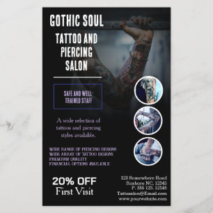 Gothic Soul Tattoo & Piercing Salon Professional Flyer