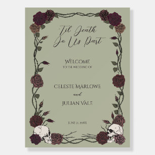 Gothic Spanish Moss Green Wedding Welcome Sign