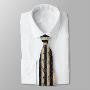 Gothic Spider and Web Striped Halloween Pattern Neck Tie