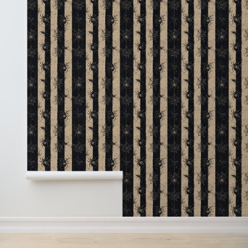 Gothic Spider and Web Striped Halloween Pattern Wallpaper Gothic Spider and Web Striped Halloween Pattern Wallpaper