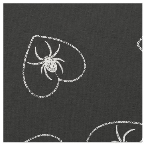 Gothic Spider Heart Toss Pattern Fabric
