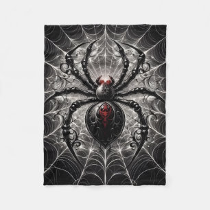 Gothic Spider on Web Dark Fantasy Fleece Blanket