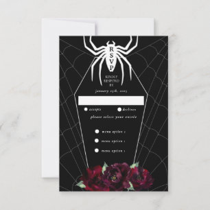 Gothic Spider Web Coffin Black White Red RSVP Card