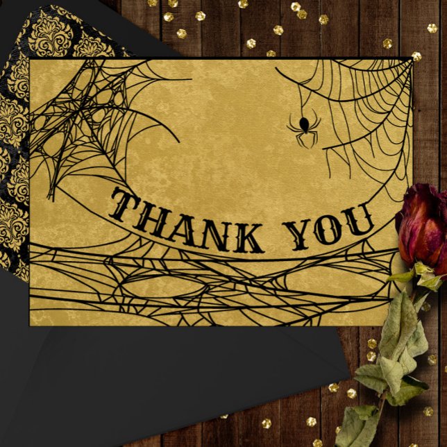 Gothic Spider Web Halloween Wedding or Shower Thank You Card (Creator Uploaded)