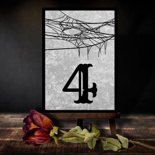 Gothic Spider Web Halloween Wedding Table Number