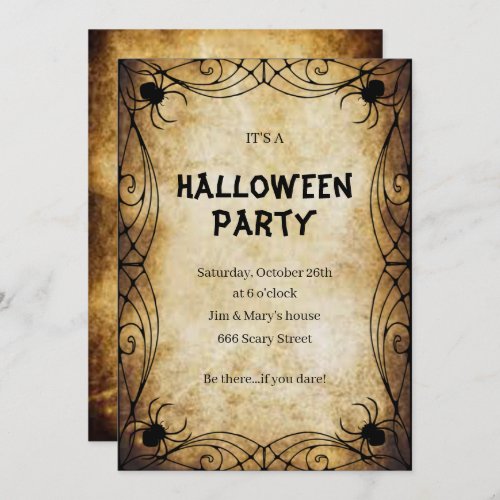 Gothic Spiders Halloween Party Invitation