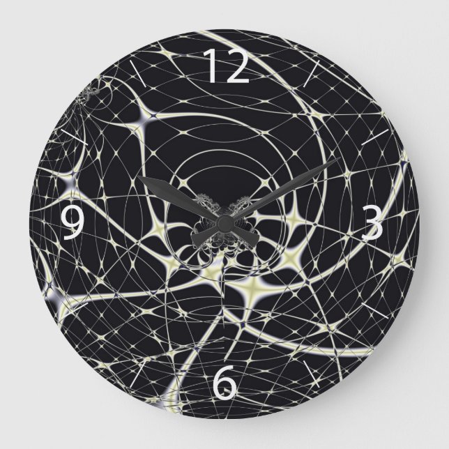 Gothic Spiderweb Abstract Gold Pattern Large Clock (Front)