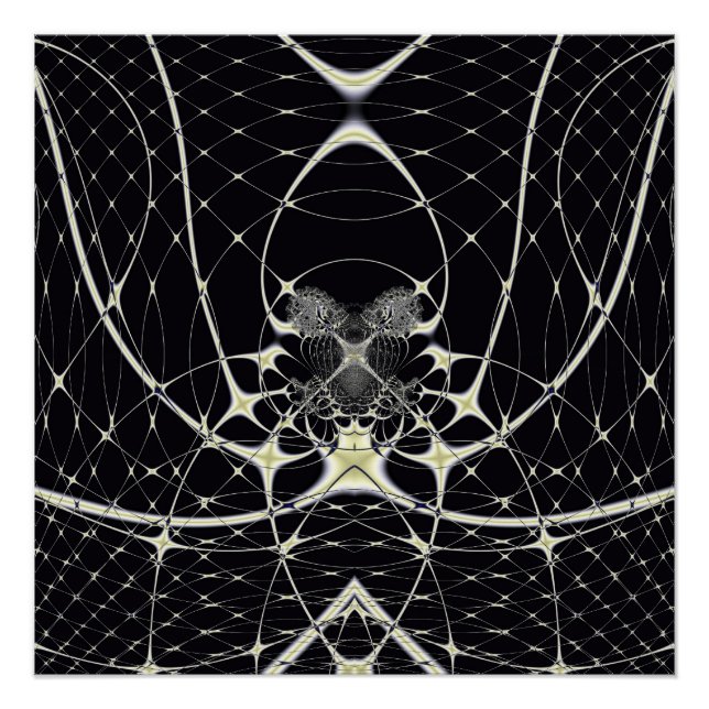 Gothic Spiderweb Abstract Gold Pattern Poster (Front)
