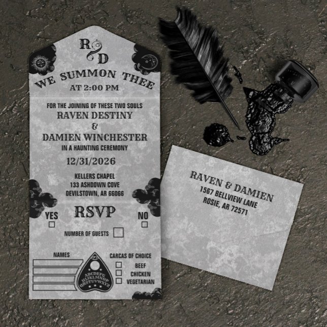 Gothic Spirit Board, Witchy Fall Halloween Wedding All In One Invitation (Creator Uploaded)