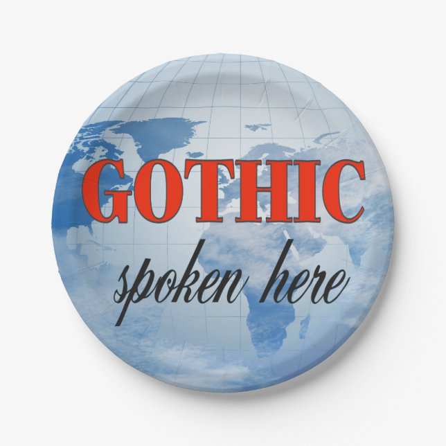 Gothic spoken here cloudy earth paper plates (Front)