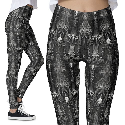 Gothic Spooky Architecture Dark Alien Spider Web Leggings