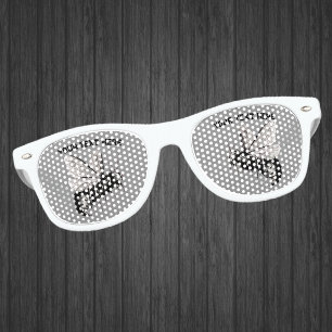 Gothic Spooky Bee Big Stinger Skulls Grey Retro Sunglasses