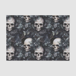 Gothic Spooky Christmas Skulls Tissue Paper